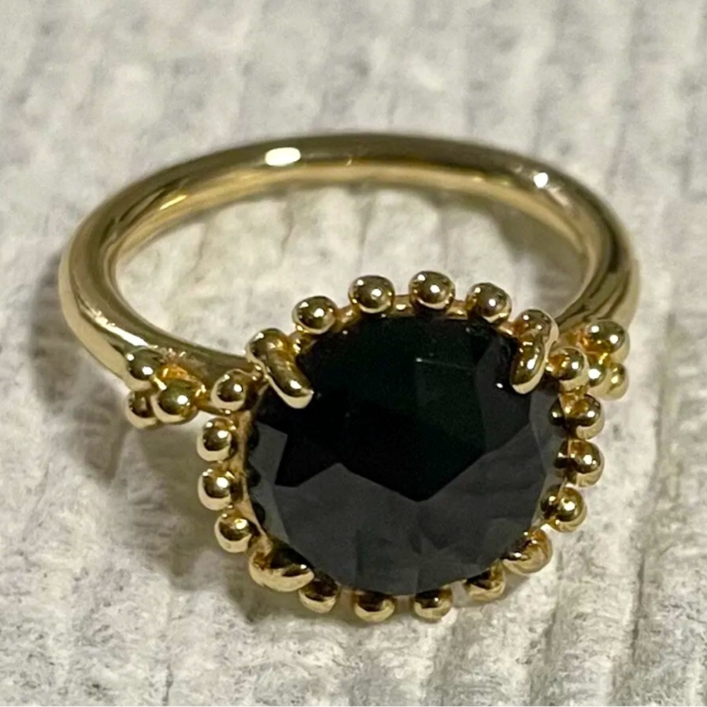 Authentic Pandora 14ct 14k Gold Large Black Spinel G585 ALE Gold Ring
